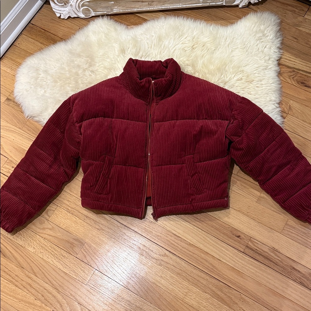 La Hearts Burgundy Corduroy Puffer Jacket